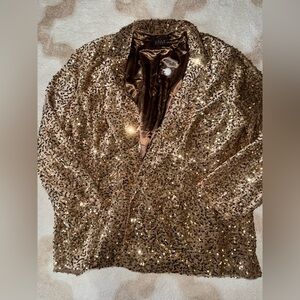 Joan Rivers Red Carpet Champagne Sparkling Sequin Velvet Blazer